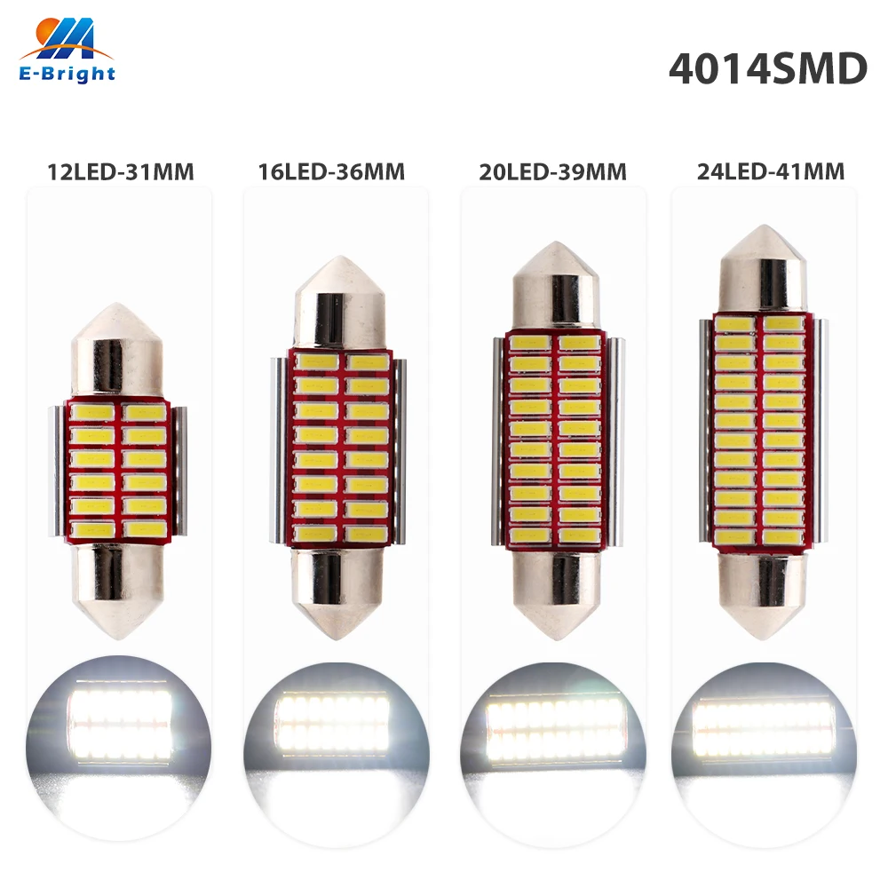 Оптовая продажа 200X 4014 Smd без ошибок чисто белые лампы Led гирлянда 31 мм 36 39 41 C5W C10W