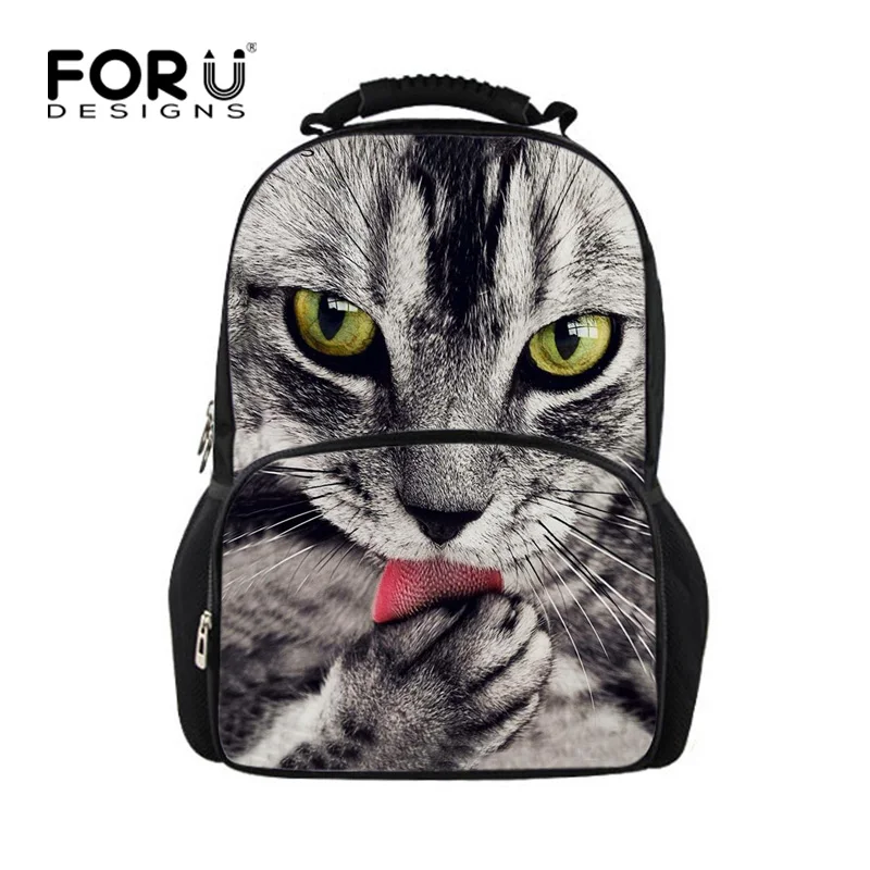 Женский рюкзак с 3D рисунком животных милый школьный ранец кошкой совой Тигром