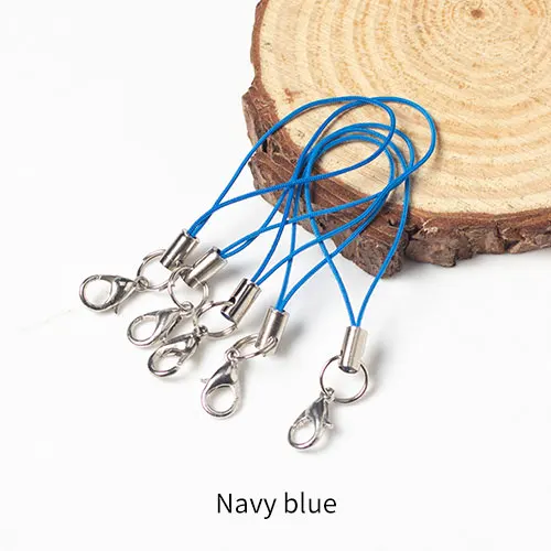 Navy blue 100 шт цветные двойные круглые застежки-карабины, ремешок, шнур для сотового телефона, мобильные ремни, рукоделие, подвеска, материалы ручной работы - Цвет: Navy blue