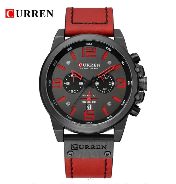 Relogio Masculino curren 8314 мужские часы Топ бренд класса люкс мужские военные спортивные наручные часы кожа кварцевые часы erkek saat - Цвет: red