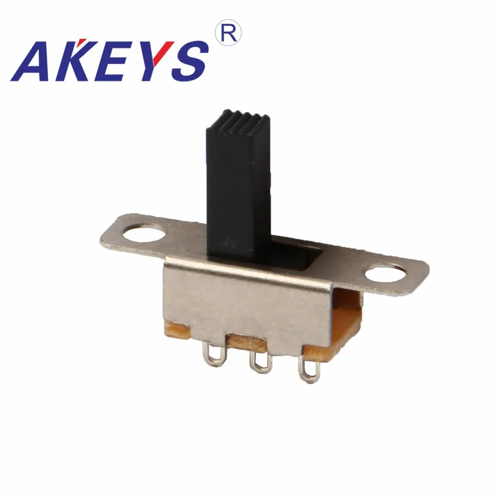 

50PCS SS-12F15 1P2T Single pole double throw slide switch 3 pin verticle type handle heights can be customized pin with holes