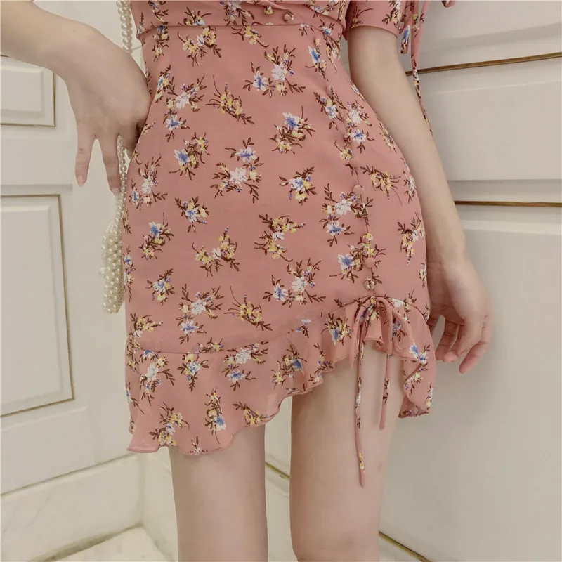 Женское винтажное платье с V образным вырезом коротким рукавом и воланом|Женские