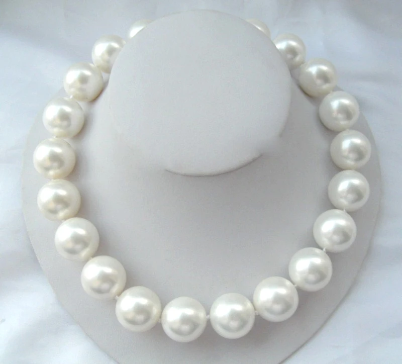 Жемчужное ожерелье 18 &quot20 мм ярко белое идеальное круглое из жемчуга в стиле ААА