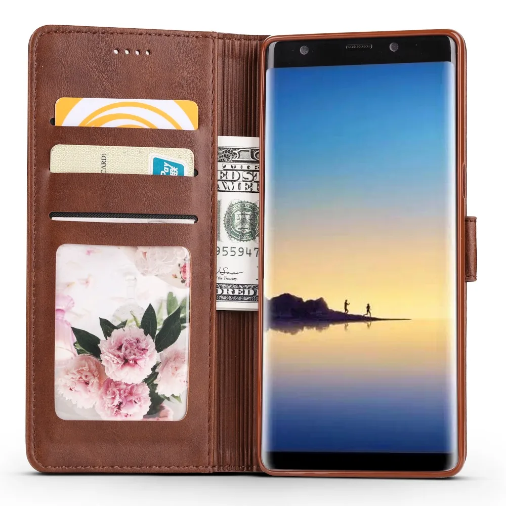 Чехол-кошелек из искусственной кожи для Samsung Galaxy Note 8 Оригинальный флип-чехол с