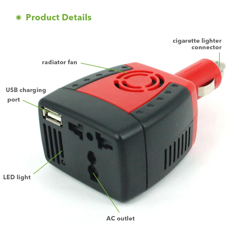 Автомобильный Инвертор 150 Вт 2100mA USB блок питания постоянный ток 12 В-220 В