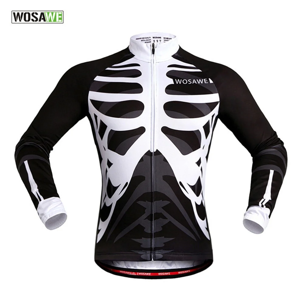 WOSAWE Men's Women's Skeleton Cycling Jerseys Clothing Bicycle Ciclismo Long Sleeve Tops Bike Jacket Breathable Sports | Спорт и