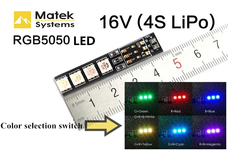 Matek RGB LED 16V 4S lipo 7 цветов световая доска/навигационные огни для DIY квадрокоптера FPV