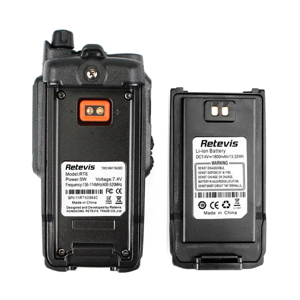 2 шт. Retevis RT6 IP67 водонепроницаемая Двухдиапазонная рация 5 Вт 128CH VHF UHF FM радиостанция Comunicador двухсторонний радиоприемопередатчик