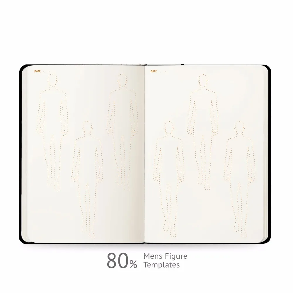 А5 мужская версия модный дизайн Sketchbook с 400 шаблонов и модных словаря|Записные