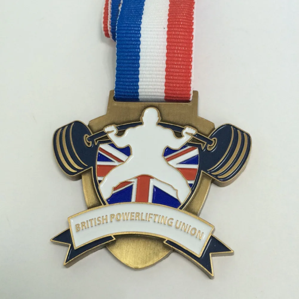 

custom sport medal with custom logo for sport events with stock medal ribbon as award medal--60mm diameter-100pcs