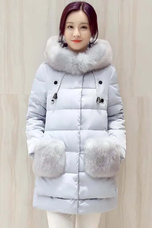 

Mozhini Warm High Quality Woman Winter Jacket Coat with fur hood Winter Women Thick Coat Jacket Winter warm jacket long coat