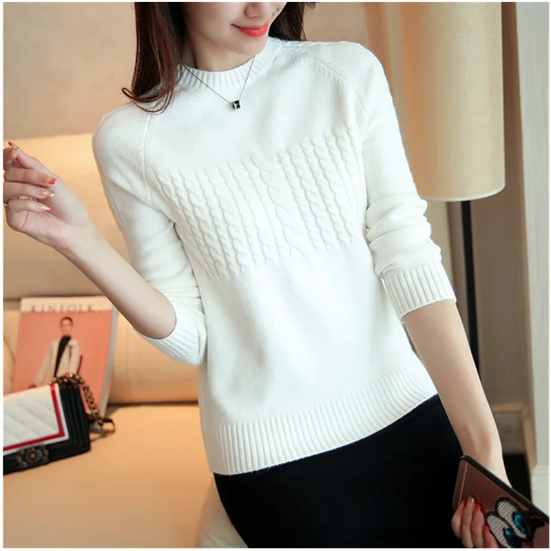 Women sweater Autumn High collar Knit Pullover Long-sleeved Short Sweater Casual Plus size Spring Clothing A149 | Женская одежда