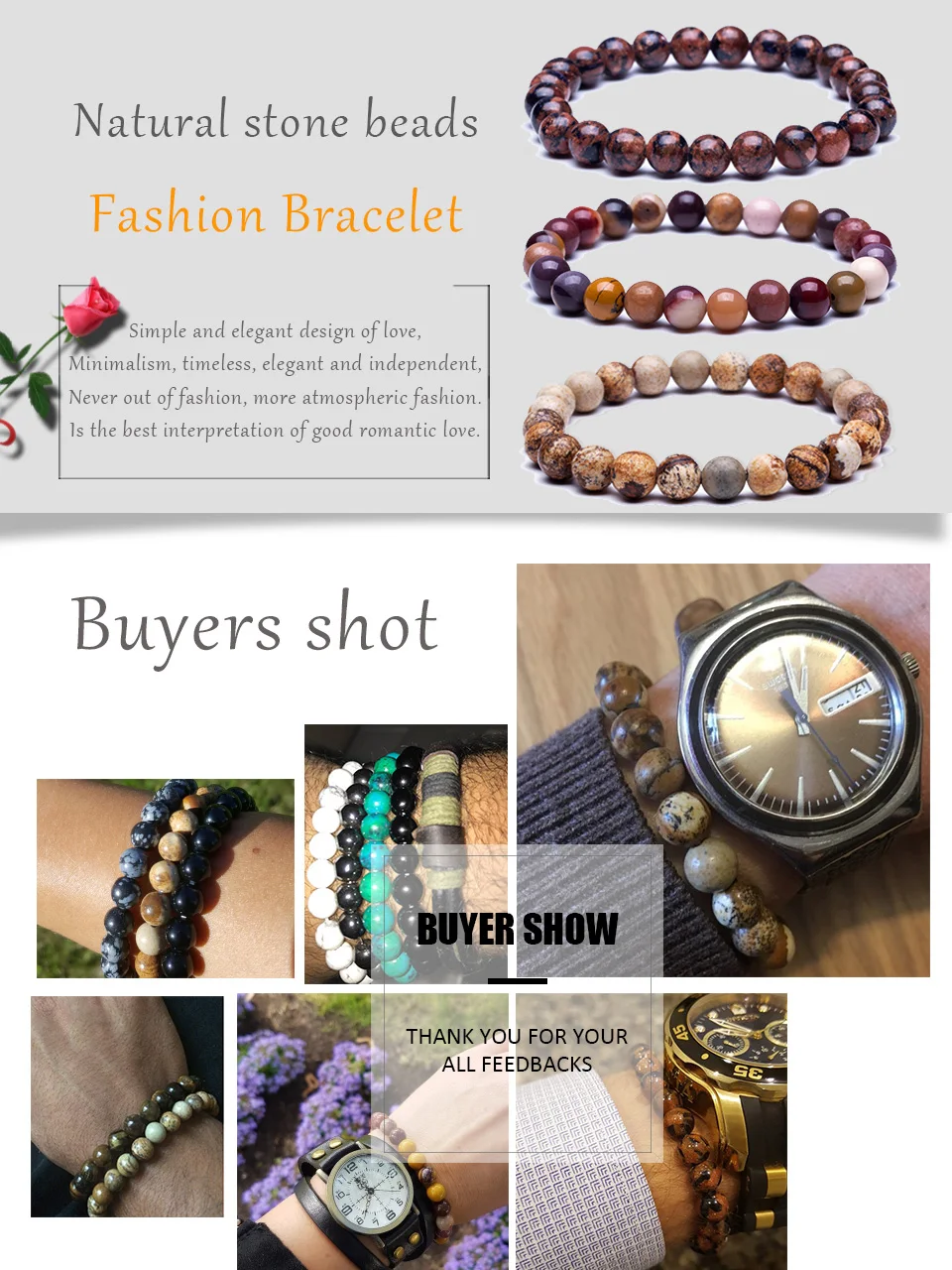 Natural Stone Beads Bracelets High Quality Tiger Eye Buddha Lava Round Beads Elasticity Rope Bracelets for women& men jewelry