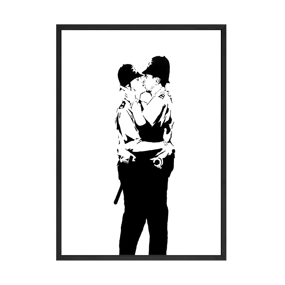 Граффити Бэнкси, печать на холсте, картины с рисунком поцелуя мира, настенные художественные плакаты, поп-декорации, настенные декоративные картины в рамке - Цвет: Picture 3