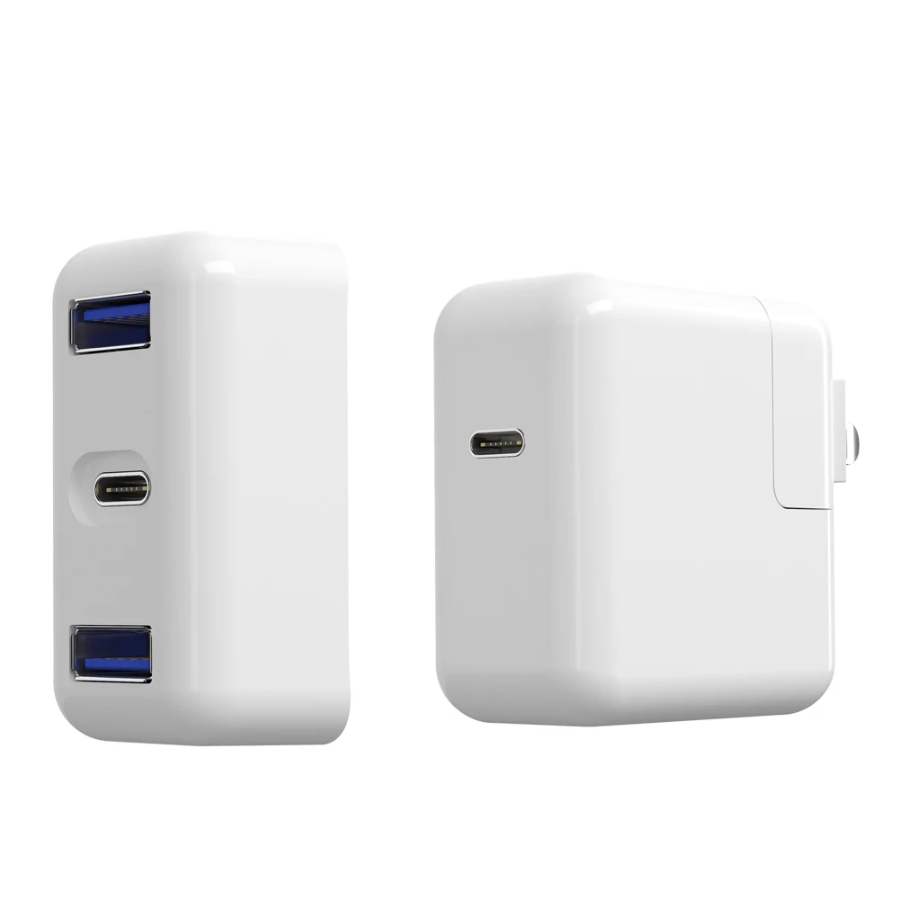 3 в 1 Зарядное устройство станции TYPE-C HUB двойной USB3.0 Мини Белый зарядка PD адаптер