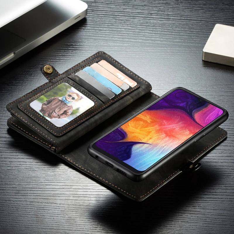 Luxury Retro Wallet Leather Case For Samsung Galaxy A70 A50 A40 A30 A20 Multi-function Card Slot Holder A50/A40/A70 | Мобильные
