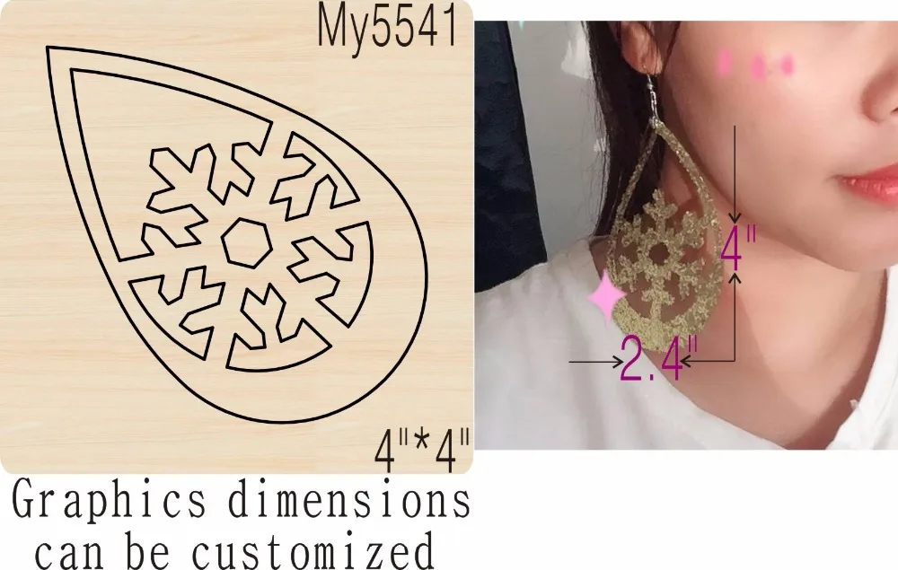 Снежинка уха кулон новая деревянная форма резки Плашки для скрапбукинга Thickness