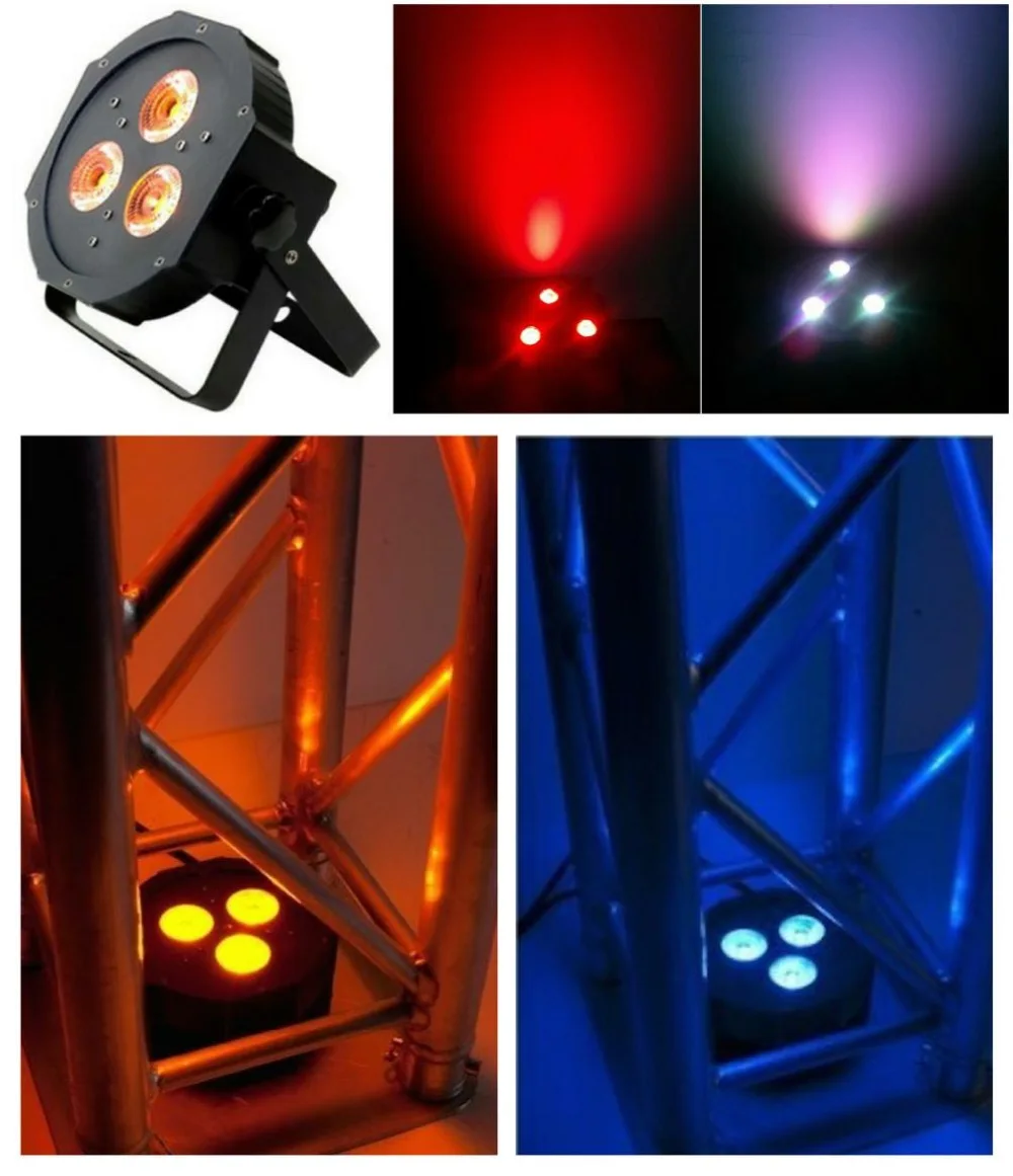 10 шт./лот сценический свет тонкий Par led 3x4W RGBA/W Quad 4in1 плоский par36 светодиодный