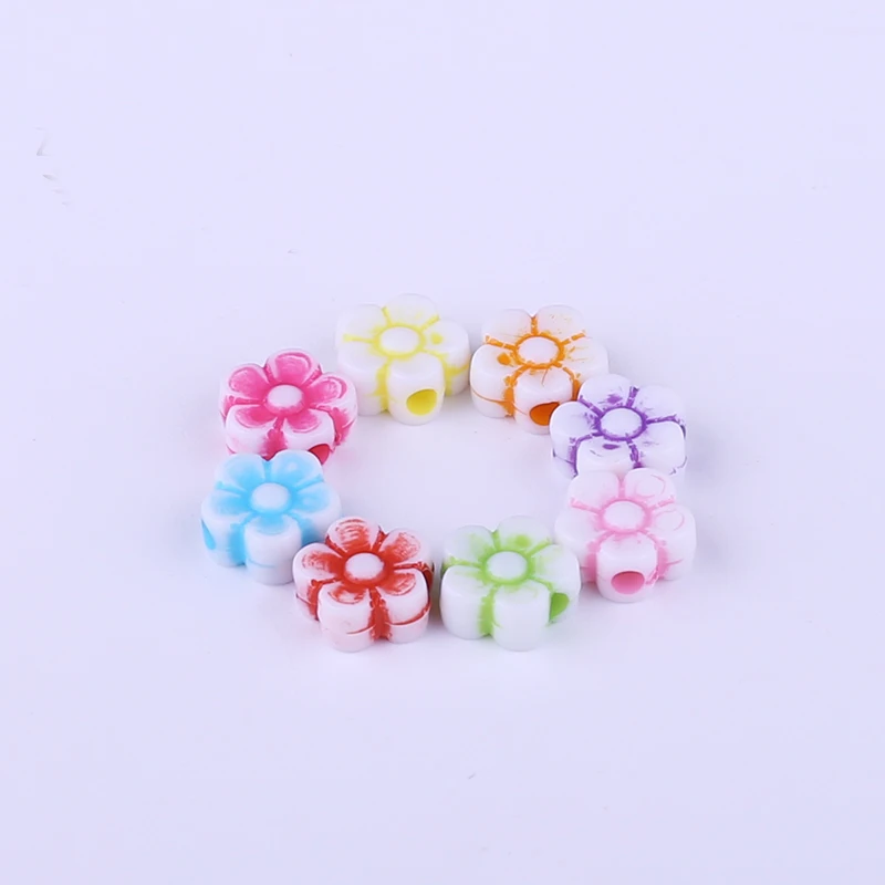 130 шт./лот цветок Круглый акриловый Пластик прямо отверстие Бусины для