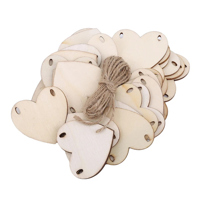Love heart-shaped solid wooden label practical double hole can worn rope pendant pull flag banner Christmas small gift | Дом и сад