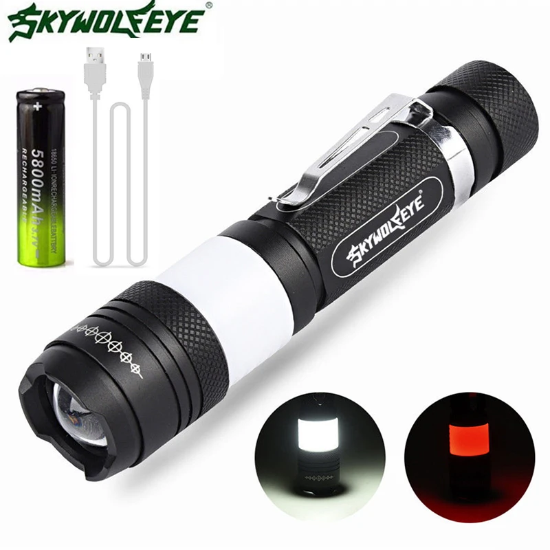 USB светодиодный фонарик с зумом водонепроницаемые фонарики XM L T6 3800LM 3 режима