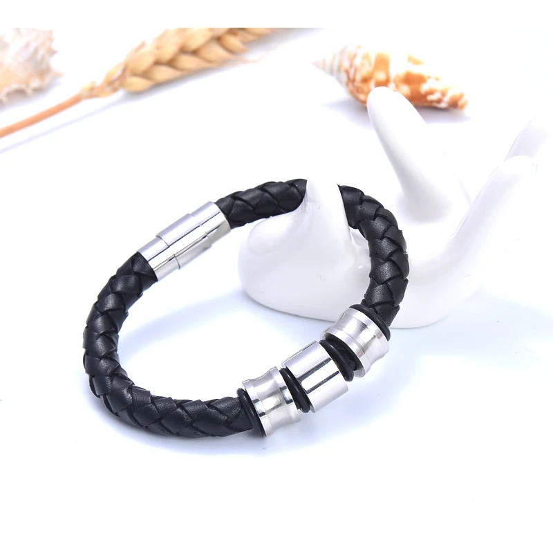 3 бусины из нержавеющей стали кожаный магнитный браслет ювелирные изделия