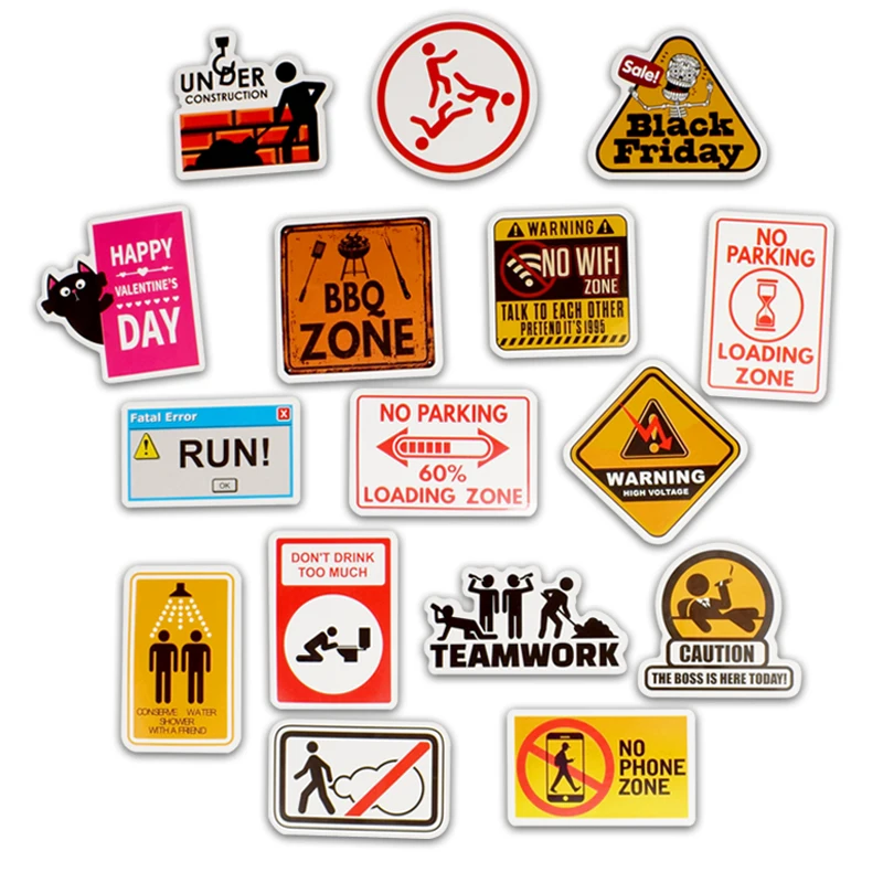 50PCS Traffic Sign Sticker Bicycle Motorcycl Phone Laptop Luggage Scooter PVC Waterproof DIY Graffiti Toy For Kids | Игрушки и хобби