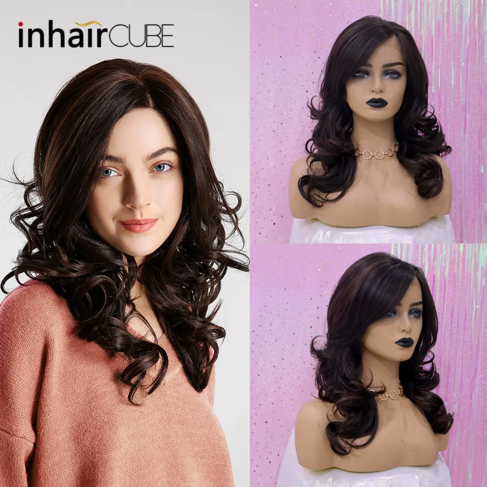 Inhair куб моделирование головы спереди кружево синтетические парики для женщин