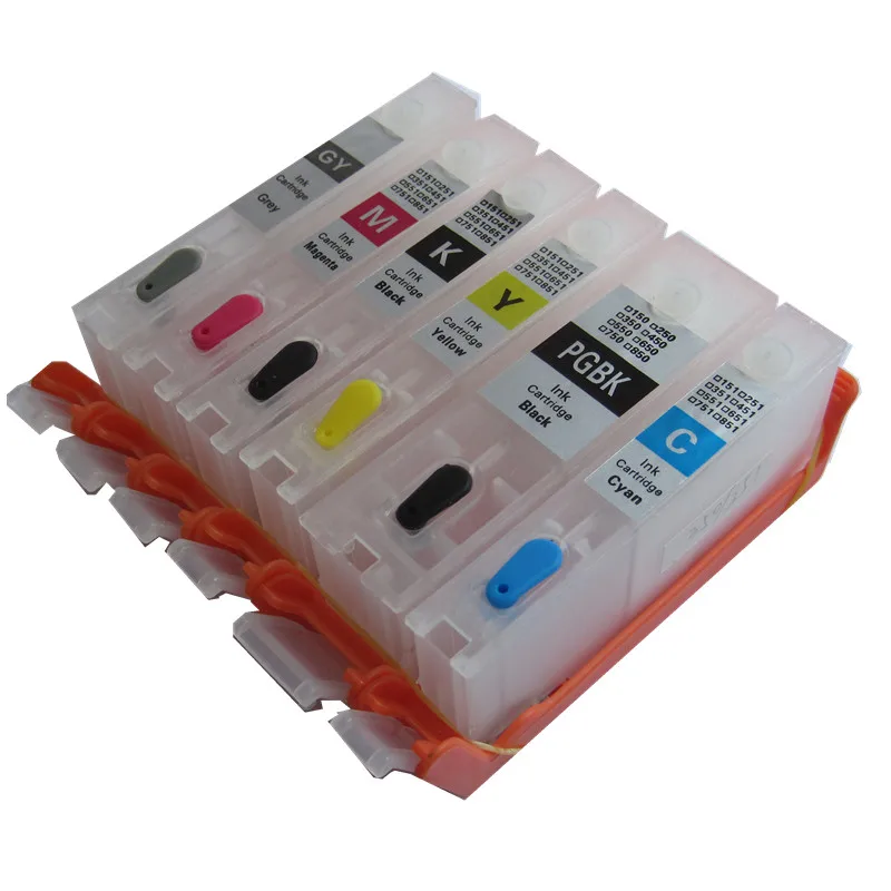 

PGI-550BK C M Y GY 6 цветов, многоразовый чернильный картридж для принтера canon PIXMA MG6350 MG7150 IP8750