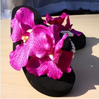 HAHAFLOWER Sexy Female Slippers Slip Flip Flops Beach Sandals Flower pearl A2 | Обувь