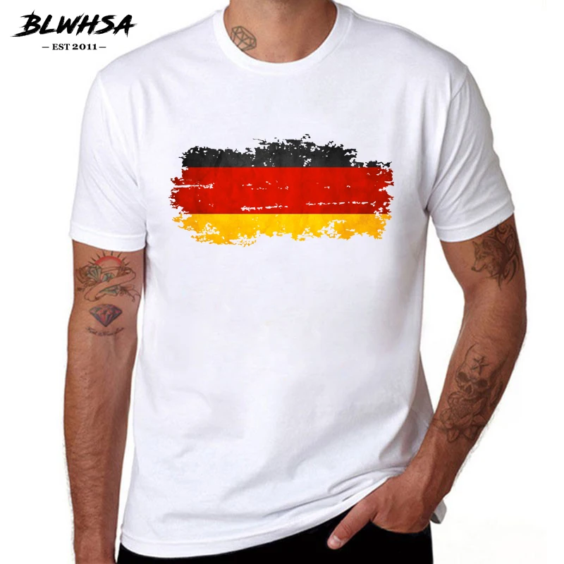 Мужская футболка BLWHSA с немецким флагом модная коротким рукавом из 100% хлопка