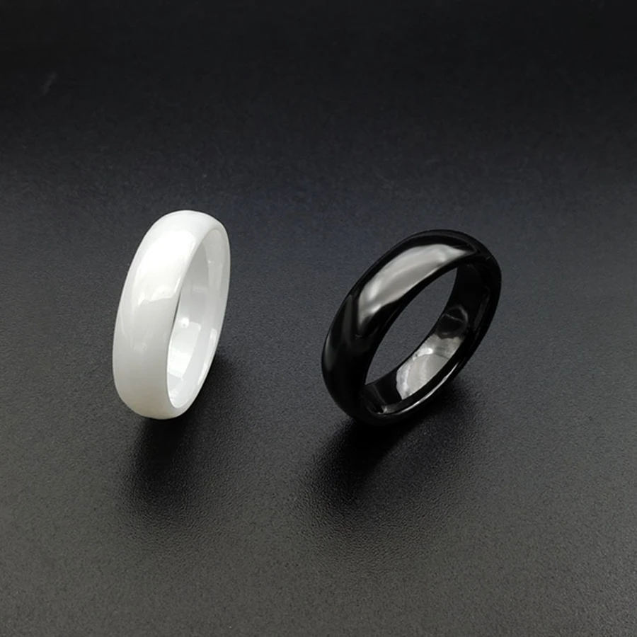 Hemiston керамическое 6 мм глянцевое белое кольцо женское лаконичное индивидуальное
