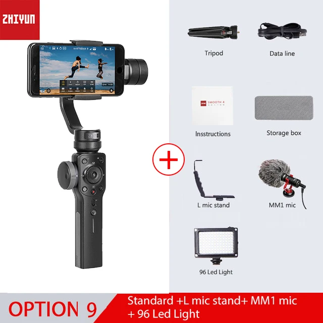 ZHIYUN Smooth 4 Официальный Gimbal стабилизатор для iPhone X Xs Max samsung S8 Экшн камера 3 оси ручной смартфон - Цвет: Option 9