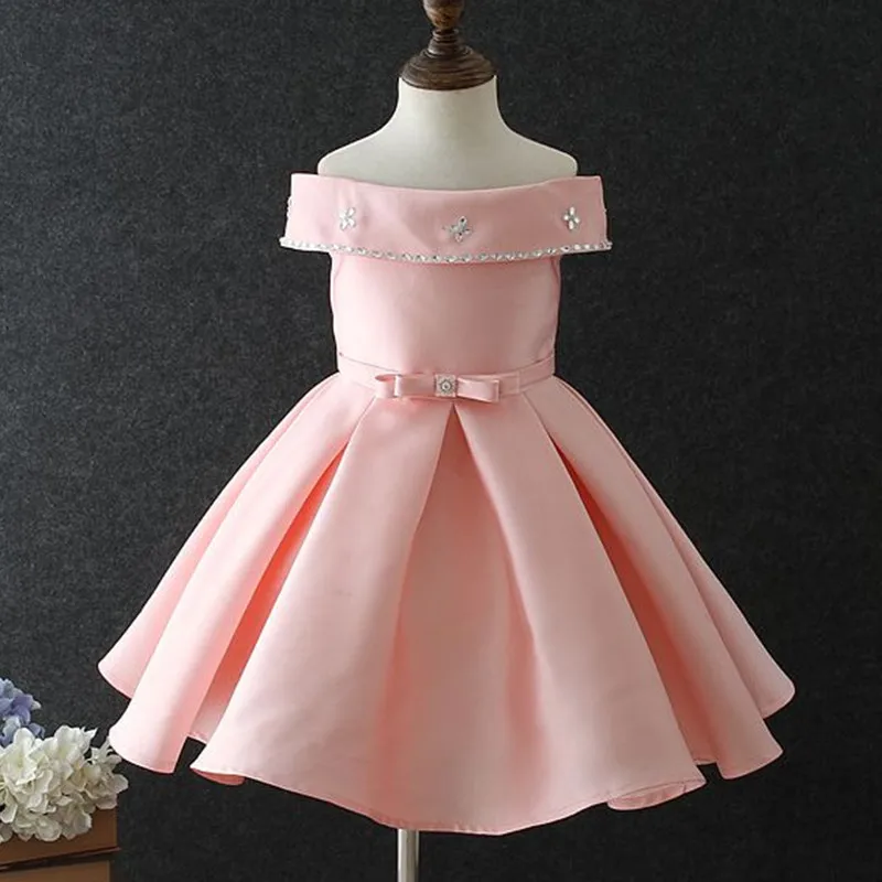 Cute Girls Dress With Bow Kids Dresses For Vestido De Festa Solid Princess Sleeveless Baby Girl Summer Clothes | Детская одежда и