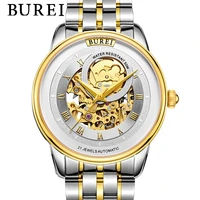 burei brand automatic skeleton watch for men luxury waterproof fashion casual hollow mechanical wrist watches clock montre homme