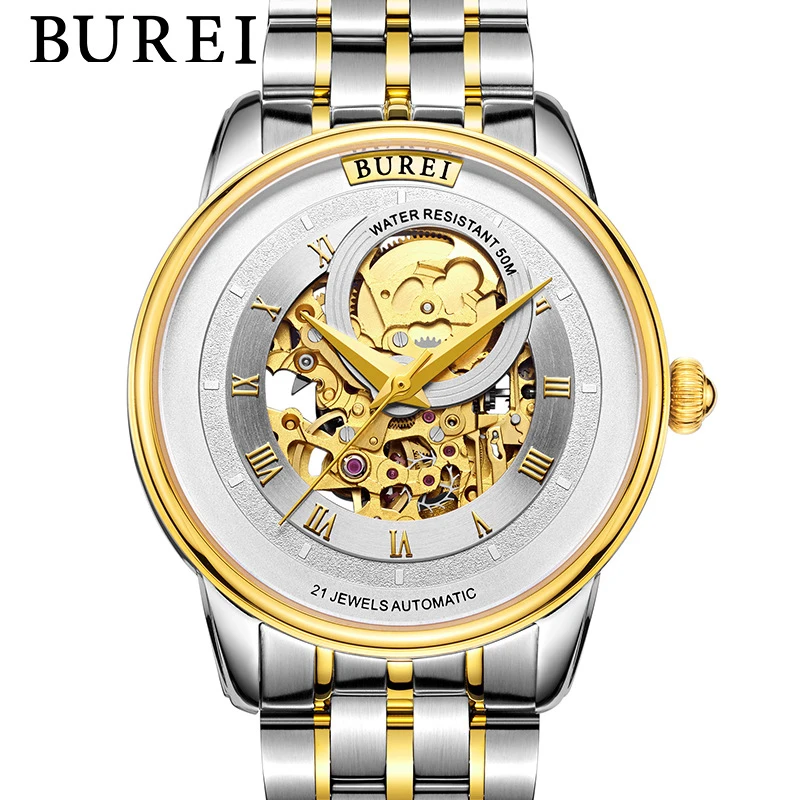 Reloj Hombre BUREI автоматические военные часы мужские роскошные брендовые