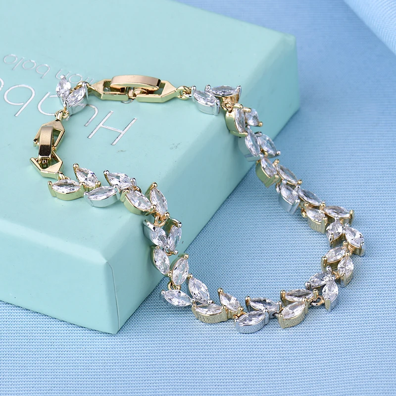 Женский браслет GULICX модный с белым цветным листом и фианитами | Украшения