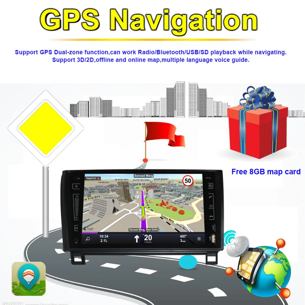 9 дюймов Android Octa Core 4 Гб RAM IPS экран автомобильный GPS навигация с Bluetooth для Toyota