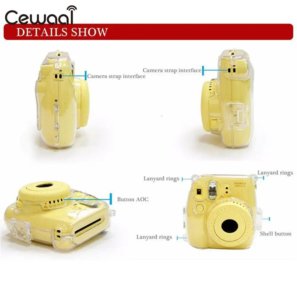 Cewaal ясные прозрачные стразы пластиковый чехол защитные сумки для FujiFilm Instax Mini 8