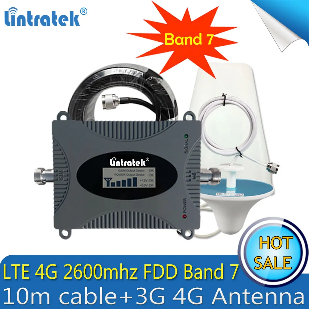 Усилитель сигнала сотового телефона Lintratek FDD LTE 2600 МГц 4G усилитель с антенной 3G
