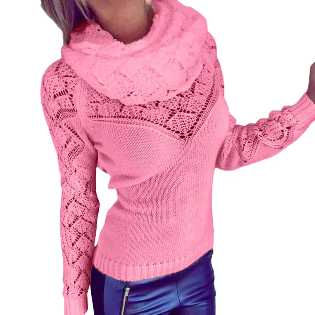 JAYCOSIN Hot Fashion Design Women Casual Turtleneck Long Sleeve Solid Hollow Out Sweater Pullovers High Quality New | Женская одежда