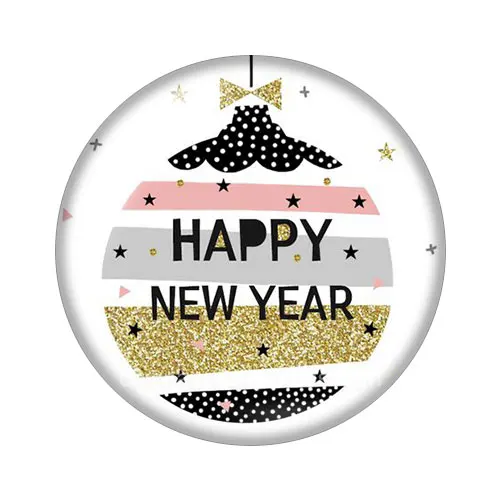 Счастливый Новый год Старт 10 штук смешанных 12мм/16мм/18мм/25мм круглые фотостеклянные кабошоны для создания плоских креплений.