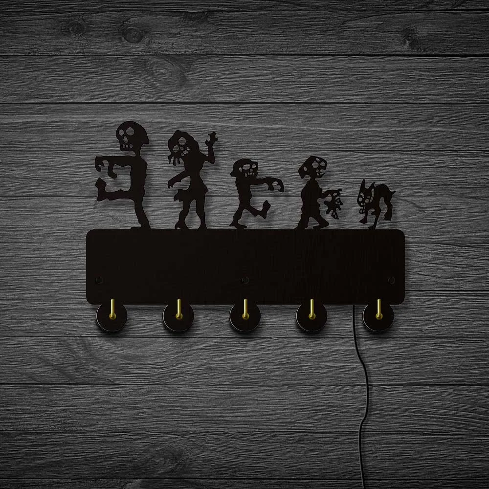 

We Ate Your Stick Family Wall Door Led Hook Zombies Attack Hanger Living Room Kitchen Vintage Hook Clothe Coat Hat Key Holder
