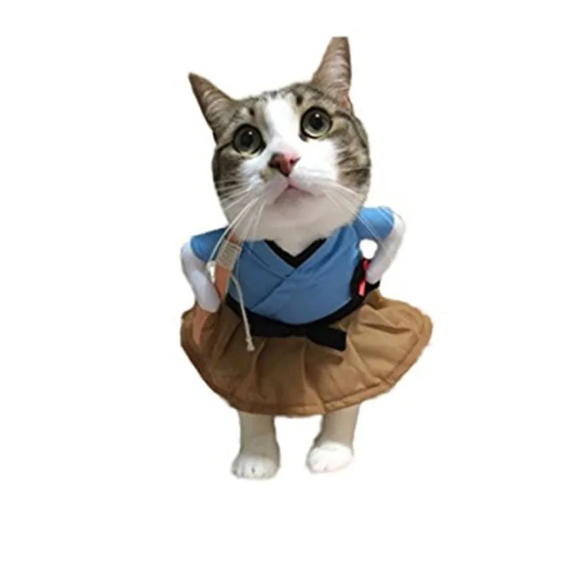 Забавный Кот Костюм Форма кота одежда костюм для щенков одевания Одежда