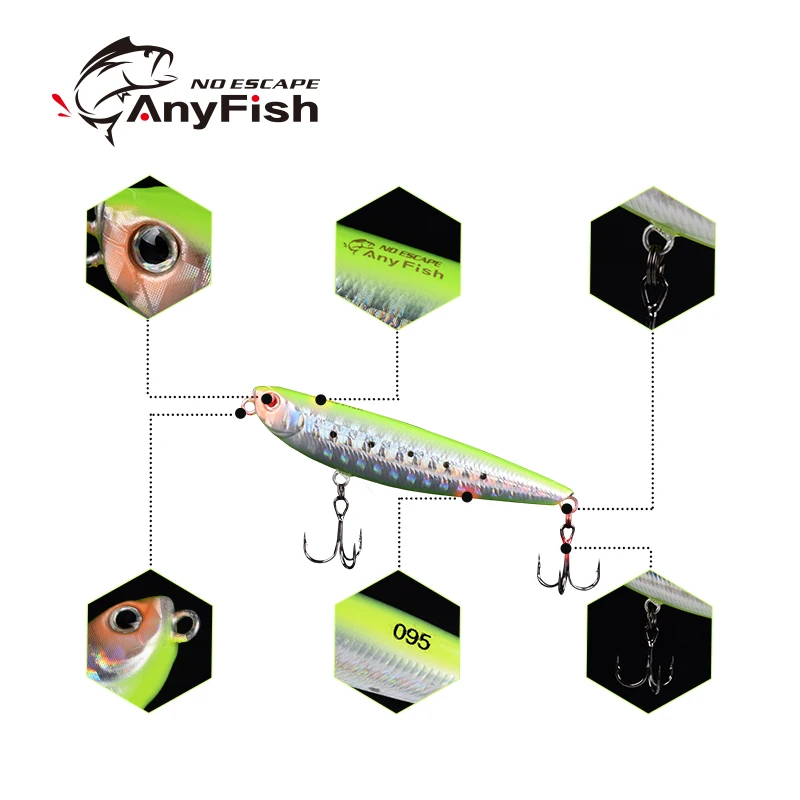 Пенал ANYFISH Star 60 плавающая приманка для рыбалки 6 см 3 4 г с 2 рыболовными крючками