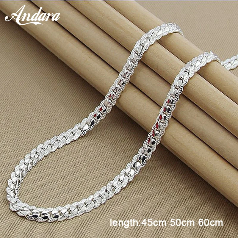 

925 Sterling silver Sideways Necklace Wholesale Price 6MM Full for Women Men Jewelry Snake Chain Necklaces