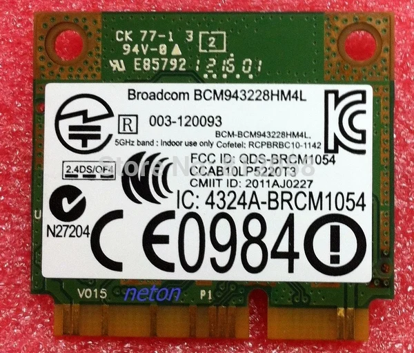 ,   Wi-Fi  Broadcom BCM943228HM4L DW1540 half Mini PCI-E 2, 4G/5  300 /  DELL