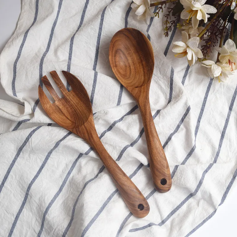 Деревянный Портативный Обеденный набор для детей студентов|dinnerware set|wooden forkwooden