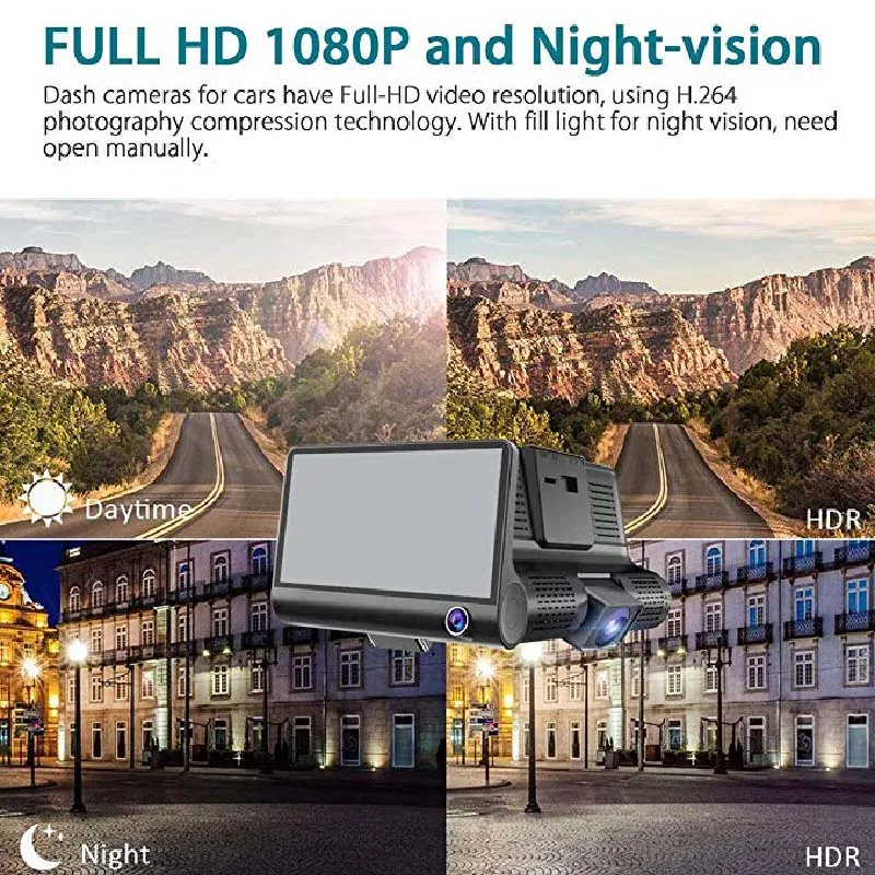 JUEFAN новинка 4 0 дюйма 1080 P двойной объектив Full HD Автомобильный видеорегистратор