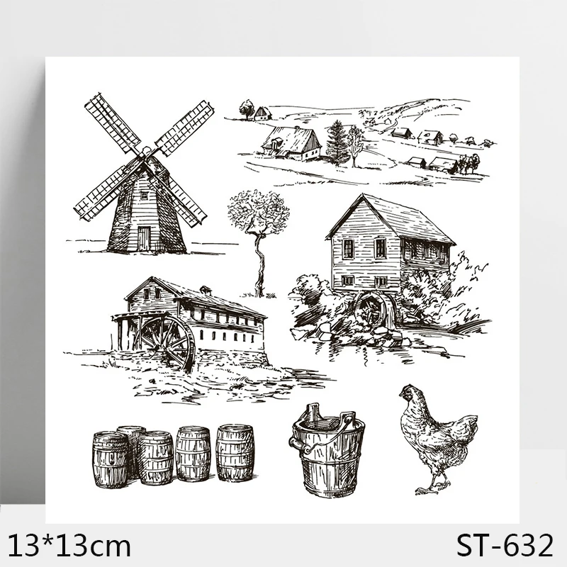 

AZSG windmill Farm Clear Stamps/Silicone Transparent Seals for DIY scrapbooking Card Making 13*13cm